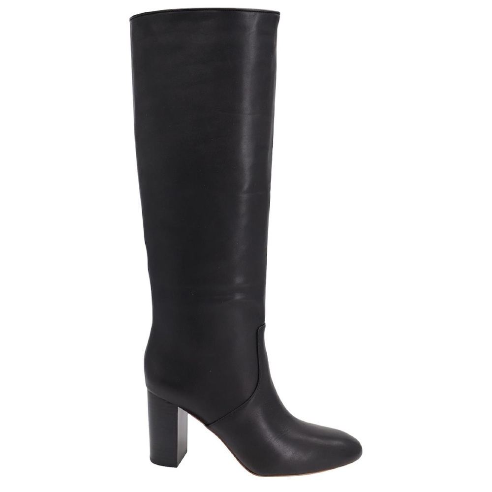 J. Crew Elegant Black Pull Up Soft Leather Heeled Boots, Sz 8 - Picture 2 of 12
